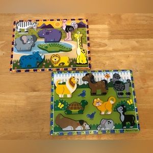 TWO Melissa & Doug Chunky Wooden Puzzles